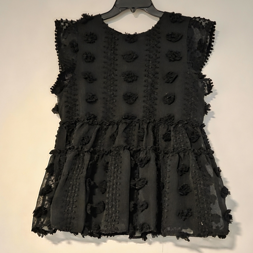 THML Cotton Candy Flower Black Top